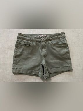 SO Olive Green Cuffed Jean Shorts